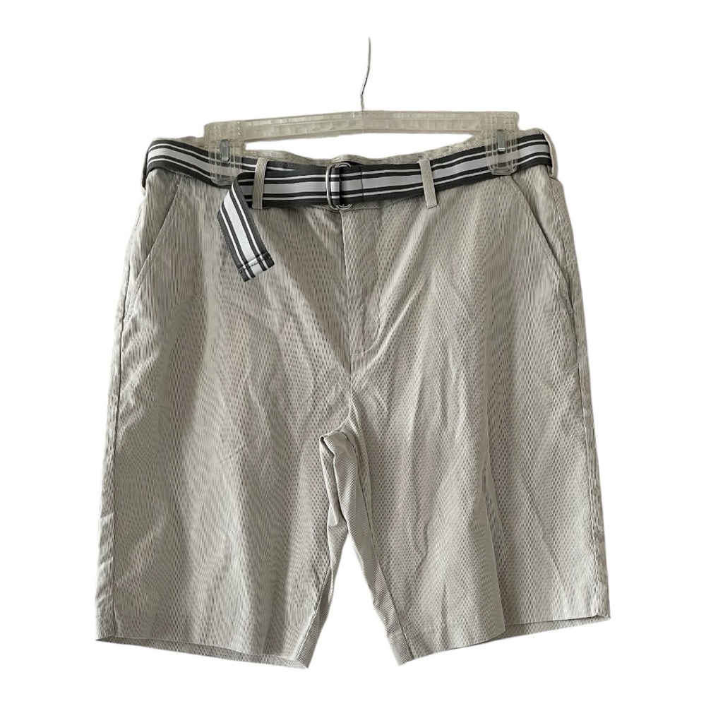 Express Slim Fit Pinstripe Shorts with Belt Hits at the Knee sz 36 Mens New